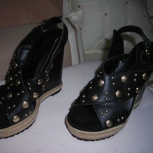 Rebecca Minkoff Black Suede Wedge Espadrilles